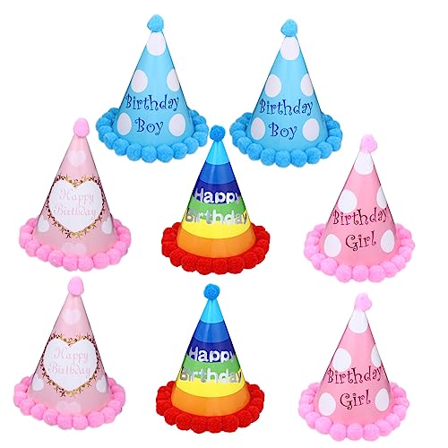 FRCOLOR 8 Stück Teiliges Geburtstags Hüte mit Pompons Lustige Partyhüte für Erwachsene für Haustiere Geeignet Perfektes Accessoire für Unvergessliche Feiern und Foto Requisiten von FRCOLOR