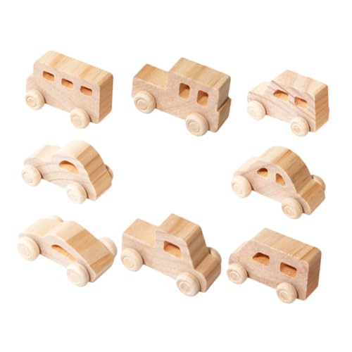 FRCOLOR 8 Stück Teiliges Holzauto zum Bemalen Unvollendete DIY Holzwagen Natürliche Holzspielzeuge für Kreative Fördert Feinmotorik und Hand Auge Koordination Leicht und Stabil von FRCOLOR