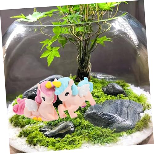 FRCOLOR 8 Stück Teiliges Mini Einhorn Figuren aus Resin Leichte Bunte Miniatur Deko für Kuchen Puppenhaus Garten Vielseitig Verwendbar Niedliche Einhorn Form für Festliche Tortendeko von FRCOLOR