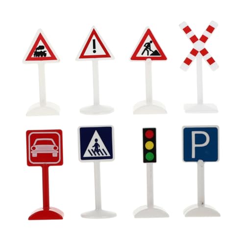 FRCOLOR 8 Stück Teiliges Mini Verkehrszeichen Lernspielzeug für Straßenverkehr Kindergarten Spiel Verkehrsindikatoren Modelle Langlebig von FRCOLOR