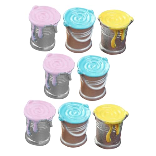 FRCOLOR 8 Stück Teiliges Miniatur Farbkanister Puppenhaus Zubehör für Realistische Details und Fotografie Requisiten Sichere und Praktische Dekoaccessoires für Mini Häuser von FRCOLOR