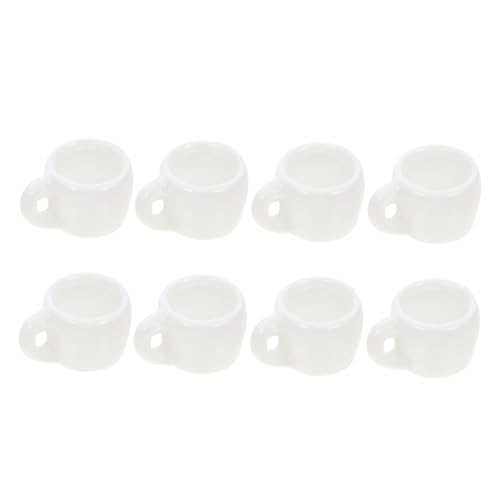 FRCOLOR 8 Stück Teiliges Miniatur Keramikbecher Mini Tassen für Puppenhaus Küchenzubehör Weiß Lebensechte Mini Tassen Dekoration für Sammler von FRCOLOR