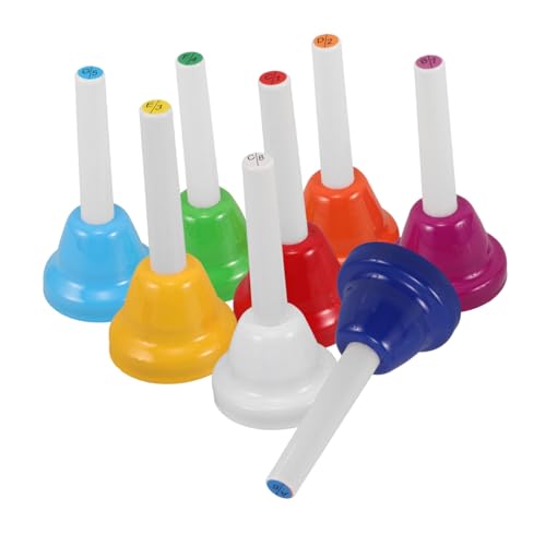 FRCOLOR 8 Stück Teiliges Musik Handglocken Set für Bunte Diatonische Metallglocken für Musikalische Früherziehung Geeignet für Kindergarten Zuhause und Feste von FRCOLOR