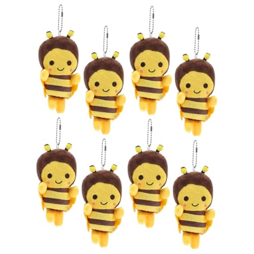 FRCOLOR 8 Stück Teiliges Plüsch Bienen Anhänger Weiche Kuscheltier Schlüsselanhänger Vielseitig für Rucksack Taschen Party Dekoration Niedliche Kleine Stofftiere von FRCOLOR