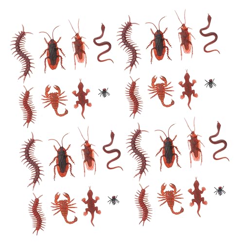 FRCOLOR 80 Stück Teiliges Fake Bugs mit Kleinen Schlangen Skorpionen Kakerlaken Geckos Fliegen und Tausendfüßlern Realistische Halloween Scherzartikel für Partydekoration und Aprilscherze von FRCOLOR