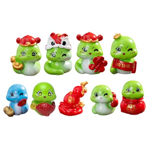 FRCOLOR 9 Stück Miniatur Schlangenfigur Teiliges Harzset Realistische Kleine Schlangenstatue für Garten Pflanzendeko Chinesisches Neujahrsjahr Vielseitige Micro Landschafts Dekoration von FRCOLOR