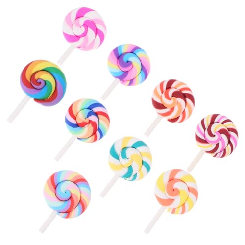 FRCOLOR 9 Stück Teiliges Bunter Fake Lutscher Charms für Mikro Landschafts Dekoration Realistische Simulation von Süßigkeiten für DIY Projekte und Puppenhaus Zubehör von FRCOLOR