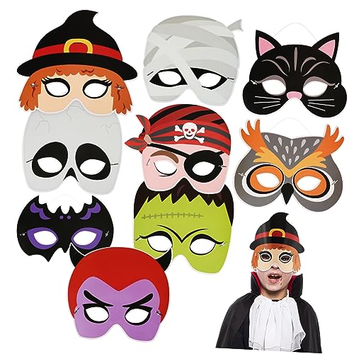FRCOLOR 9 Stück Teiliges Halloween Masken aus Leichtem Bequem und Langlebig mit Elastischem Band Atmungsaktivem Design für Halloween Maskenball und Bühnenauftritte von FRCOLOR
