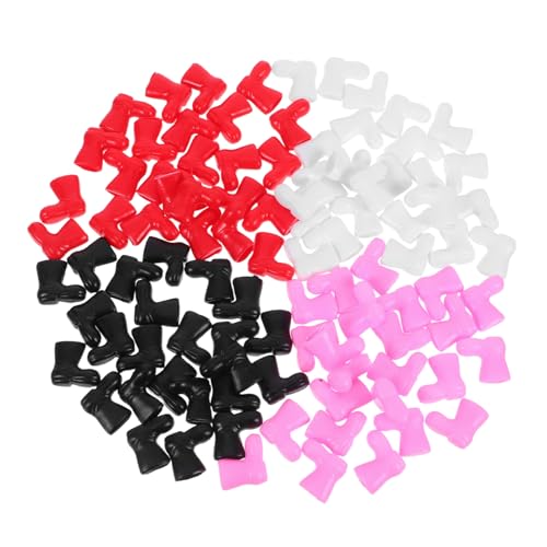 FRCOLOR 96 Stück Miniatur Weihnachtsstiefel aus Kunststoff Bunte Mini Santa Boots für DIY Basteln Leichte Mini-Schuhe für Weihnachtsbaum Tischdeko Puppenhaus und Festliche Dekoration von FRCOLOR