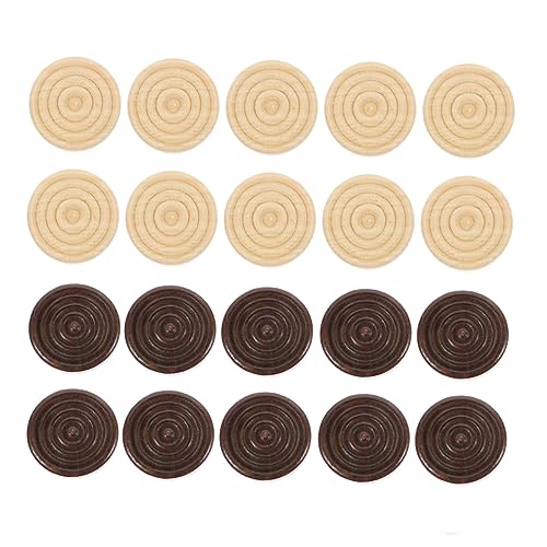 FRCOLOR 96 Stück Teiliges Schachspiel aus Holz Naturfarbene und Dunkelbraune Runde Spielsteine Leicht Tragbar für Zuhause Schule Reisen für Familien von FRCOLOR