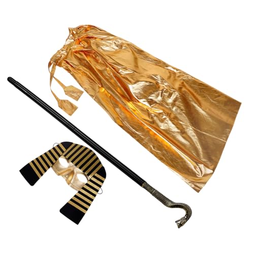 FRCOLOR Ägyptisches Kinderkostüm Set mit Pharaoh Hut Maske Umhang und Armmanschetten Lustiges Verkleidungszubehör für Karneval Halloween Party und Cosplay von FRCOLOR