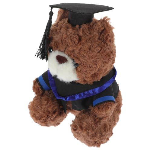 FRCOLOR Abschluss Bär Plüsch Stofftier mit Doktorhut als zur Graduierung Kuscheliges Einzigartiges Andenken für Abschlussfeier von FRCOLOR