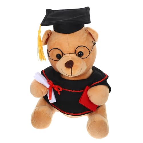 FRCOLOR Abschlussbär Plüschfigur mit Doktorhut und Brille Kuscheltier für Graduierungsfeiern Dekoration und für Bestandene Prüfungen von FRCOLOR