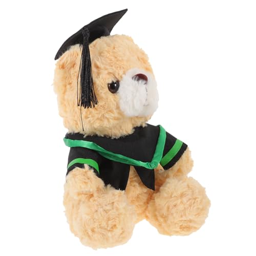 FRCOLOR Abschlussbär Plüschspielzeug Süßer Cartoon Bär mit Doktorhut und Grünen Streifen zur Graduierung Kuschelig und Charmant für Jungen und Mädchen von FRCOLOR