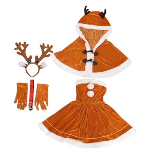FRCOLOR Adorables Damen Kleid Weihnachtskostüm Cosplay Partykleid in Apricotfarben Leichtes Komfortables Material für Festliche Anlässe für Nikolaus Weihnachtsfeiern von FRCOLOR