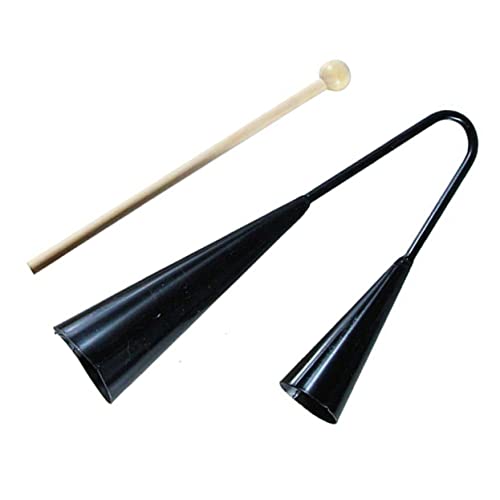 FRCOLOR Agogo Bell Musikinstrument aus Metall mit Holzschlägel Zweifarbige Glocke Handlich und Robust Geeignet für Frühe Musikausbildung und Lateinamerikanische Musikspiele von FRCOLOR