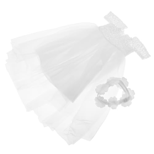 FRCOLOR Amerikanische Puppen Hochzeitskleid aus Polyester mit Spitzen und Schleifendetails Elegantes Brautkleid für Sammler und Weißes Brautjungfernkleid für Puppen von FRCOLOR