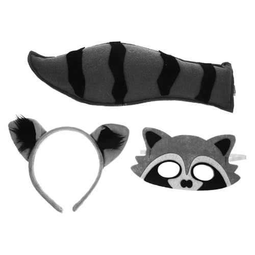 FRCOLOR Animal Headband Set mit Waschbär Ohren Maske und Kreatives Cosplay Zubehör für Halloween Geburtstag Karneval und Party Detailreich Verarbeitet Auffälliges Kostüm Accessoire von FRCOLOR