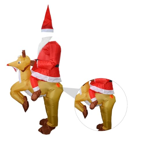 FRCOLOR Aufblasbares Weihnachtsmann-Kostüm mit Weihnachtsmann-Muster Einheitsgröße Langlebiges Material Bequemes Tragen für Weihnachtsfeiern Karneval Bühnenauftritte batteriefrei für von FRCOLOR
