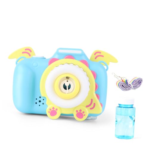 FRCOLOR Automatische Dinosaurier Seifenblasenmaschine mit Licht und Musik Kinderfreundliches Cartoon Kamera Design Batteriefreier Bubble Blower für Outdoor Spielspaß und Party von FRCOLOR