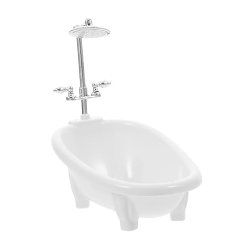 FRCOLOR Badzubehör für Puppen Puppenbadewanne Mini Dekoration Puppenhaus-Badewanne Zubehör für Spielhäuser winzige Badewanne Kinderbadebadezubehör kleine Abs Weiß von FRCOLOR