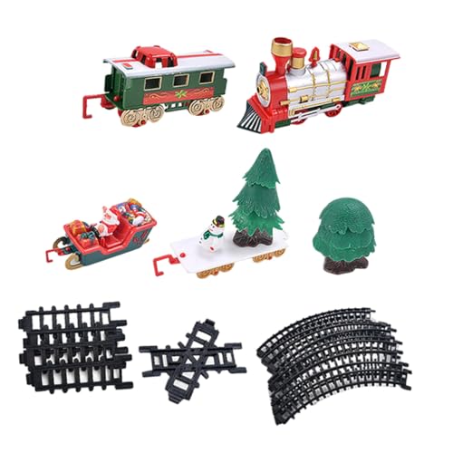 FRCOLOR Batteriebetriebene Weihnachts-Eisenbahn mit Schienenset Kleines Elektrisches für Leuchtend Sound Farbenfrohe Weihnachtsdekoration Fördert Frühe Bildung und Fantasie von FRCOLOR