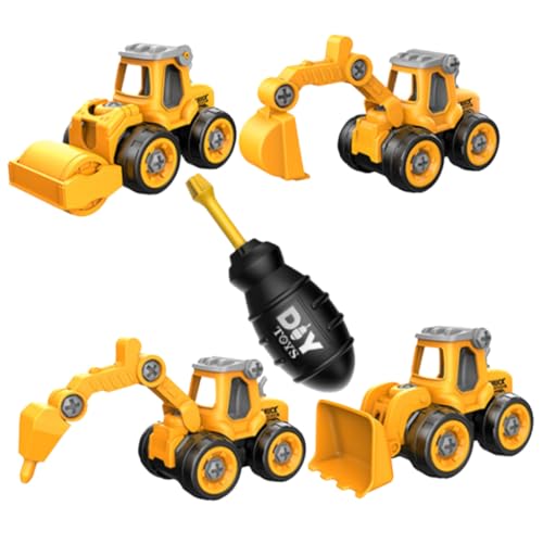 FRCOLOR Baufahrzeug Set Teilig DIY Sandbagger und LKW Montage Lernspielzeug zur Feinmotorik und Koordination mit Schraubendreher Robustes Material für Ab Jahren von FRCOLOR