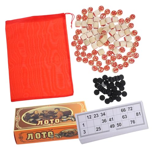 FRCOLOR Bingo Spielset Holz Doppelseitige Zahlenchips Logiktraining Konzentrationsfördernd Familienspiel von FRCOLOR