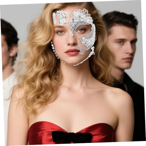 FRCOLOR Bling Strass Halbgesichtsmaske mit Verstellbarem Elastikband Venezianische Maskerade für Frauen Geeignet für Mardi Gras Halloween Ball und Karneval Langlebiges Design Komfortabler FRCOLOR Bling Strass Halbgesichtsmaske mit Verstellbarem Elastikband Venezianische Maskerade für Frauen Geeignet für Mardi Gras Halloween Ball und Karneval Langlebiges Design Komfortabler von FRCOLOR