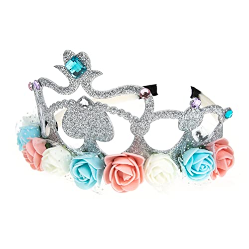 FRCOLOR Blumenkranz Haarband für Mädchen Krone Haaraccessoire für Kindergeburtstage und Fotoshootings Silber von FRCOLOR