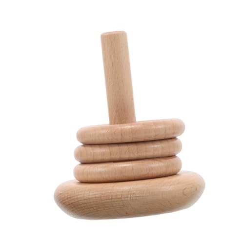 FRCOLOR Buchenholzgebäude Babybausteine holzringe Hinterhof-Wurfspiel buntes Ringspielzeug Spielspielzeug aus Holz Stapelspielzeug für Babys Holzunterricht Blöcke hölzern Beige von FRCOLOR