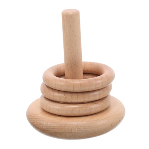 FRCOLOR Buchenholzgebäude buntes Ringspielzeug stapeln Eltern-Kind- zum Bauen für Kleinkinder Stapelblöcke für Babys Ringwurf für hölzern Beige von FRCOLOR