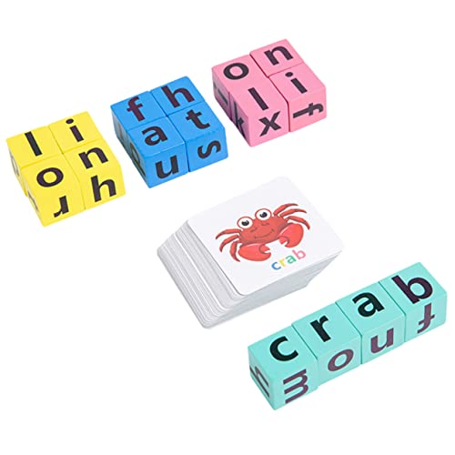 FRCOLOR Buchstaben mit Lernkarten Pädagogisches Alphabet Lernspiel für Vorschulkinder Sichere Glatte Holzblöcke Interaktives zur Spielerischen Buchstabenerkennung und Wortbildung von FRCOLOR
