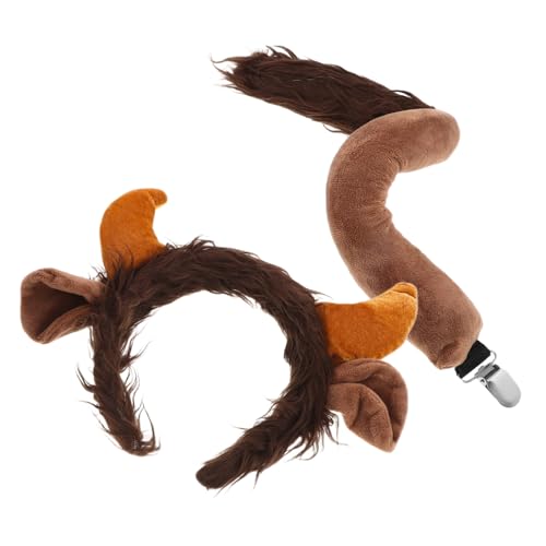 FRCOLOR Bull Horns Haarreif und Set Stilvolles Tier Cosplay Zubehör für Halloween Weihnachten und Themenpartys Einzigartiges Design für Kreativen Ausdruck und Vielseitige Kostümideen von FRCOLOR