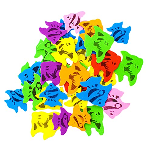 FRCOLOR Bunte Fischform Aufkleber Selbstklebende Eva Sticker für DIY Projekte und Bastelarbeiten der Schule Pack Sicher und Einfach zu Verwenden von FRCOLOR