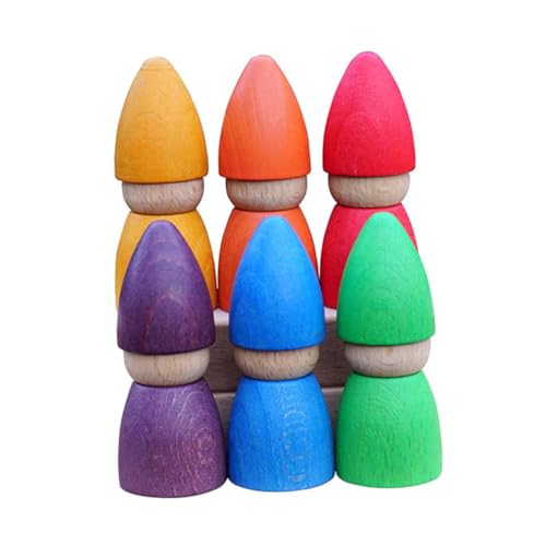 FRCOLOR Buntes Holz Puppen Pädagogische Regenbogen Bausteine für Motorische Hand Auge Koordination Interaktives Lernspielzeug für Kleinkinder und Vorschulkinder von FRCOLOR