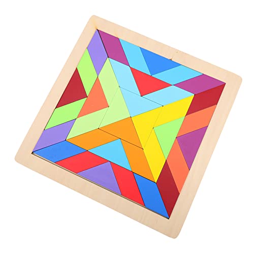 FRCOLOR Buntes Holzpuzzle mit Geometrischen Formen Pädagogisches Kinderspielzeug Denkfähigkeit Kreatives Steckpuzzle für Vorschulkinder Bodenplatte für Einfaches Zusammenfügen von FRCOLOR
