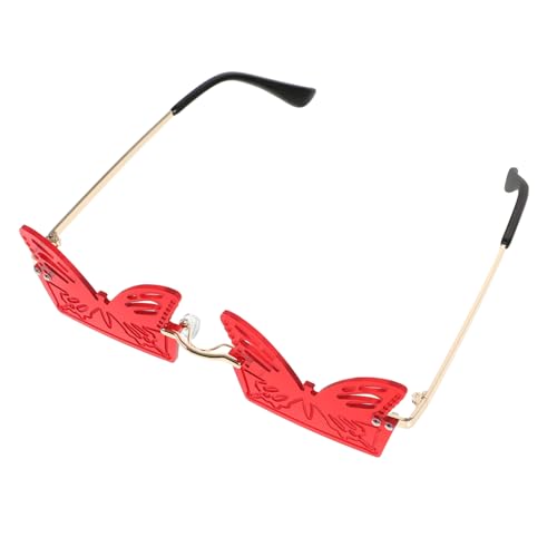 FRCOLOR Butterfly Sonnenbrille Damen Partybrille Rimless Schmetterlingsform Rote Gläser Brille für Erwachsene Wiederverwendbar und Leicht von FRCOLOR