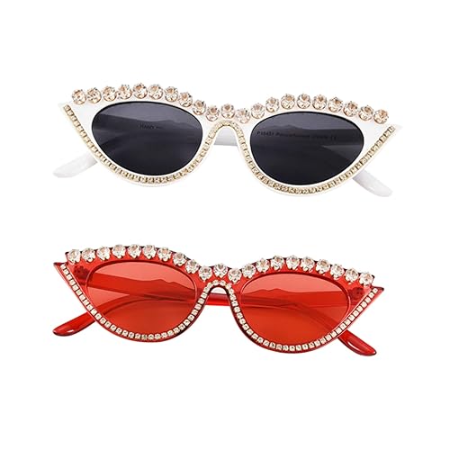 FRCOLOR Cat-eye-brille Trendy Mode Polarisiert Retro Schutz Uv Klein Weiß von FRCOLOR