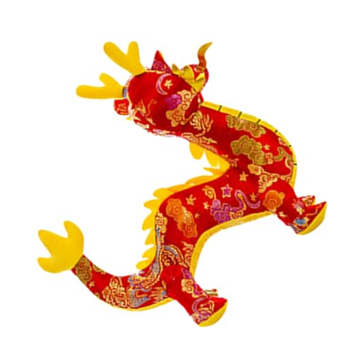 FRCOLOR Chinesisches Neujahr Kuscheltier Drache Plüsch Rotes Satin Stofftier Dekoration Geburtstag Familie Freunde von FRCOLOR