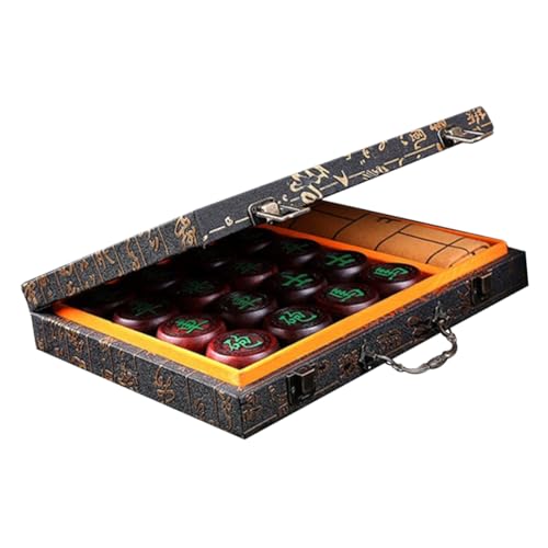 FRCOLOR Chinesisches Schachspiel Holzset mit Hochwertigem Leder Schachbrett Traditionell Handgefertigtes Holzbrettspiel für Erwachsene Langlebig Tragbar Stabiles und Praktisches Design von FRCOLOR