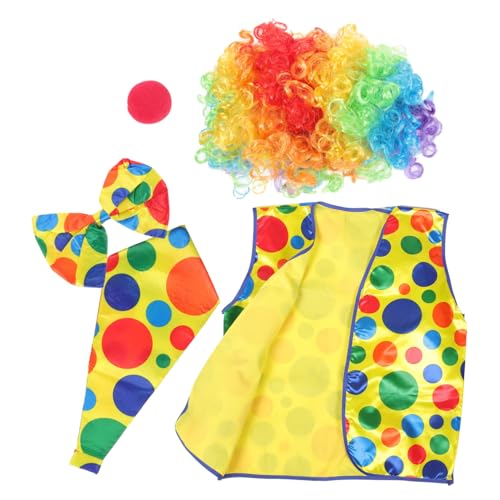 FRCOLOR Clown Kostüm Erwachsene Teiliges Cosplay mit Perücke Nase Fliege und Weste für Halloween Karneval Bühnenauftritte und Partyspaß FRCOLOR Clown Kostüm Erwachsene Teiliges Cosplay mit Perücke Nase Fliege und Weste für Halloween Karneval Bühnenauftritte und Partyspaß von FRCOLOR