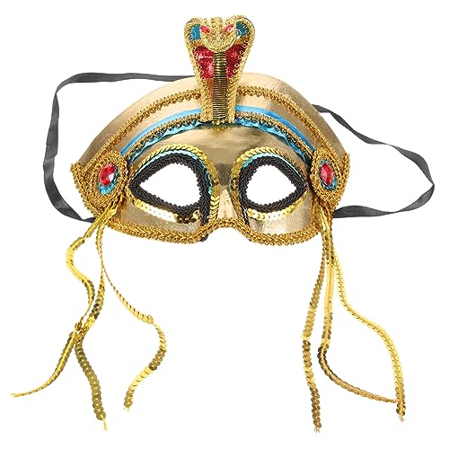 FRCOLOR Cosplay Maske Ägyptische Schlange Halbgesichtsmaske Goldene Perlen Halloween Karneval Damen Kostüm Accessoire für Party Maskerade von FRCOLOR