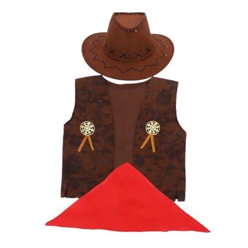FRCOLOR Cowboy Kostümset für Weste Hut und Bandana Western Outfit für Halloween Cosplay und Partys Braun Bequem und für Event FRCOLOR Cowboy Kostümset für Weste Hut und Bandana Western Outfit für Halloween Cosplay und Partys Braun Bequem und für Event von FRCOLOR