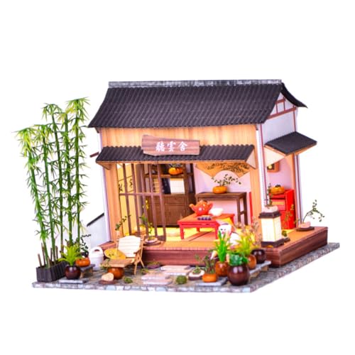 FRCOLOR DIY Chinesisches Haus Modellbausatz Edukatives Bastelspielzeug für Handgefertigtes Chinesisches Gartenhaus Dekoratives Miniaturmodell für Schreibtisch und von FRCOLOR