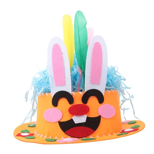 FRCOLOR DIY Ostern Bastelset für Unverfilzter Ostern Hut Bastelmaterial mit Bunten Federn und Süßen Aufklebern Kreatives und Dekorationsset für Jungen und Mädchen zur Zufällige Farbe von FRCOLOR