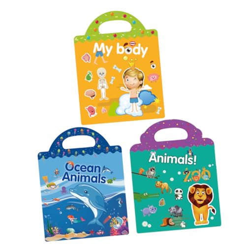 FRCOLOR DIY Stickerbuch mit Szenenaufklebern für Körper Meerestiere Zoo Wiederverwendbar Abwaschbar Pädagogisches für Jungen und Mädchen Lernspaß und Dekoration von FRCOLOR