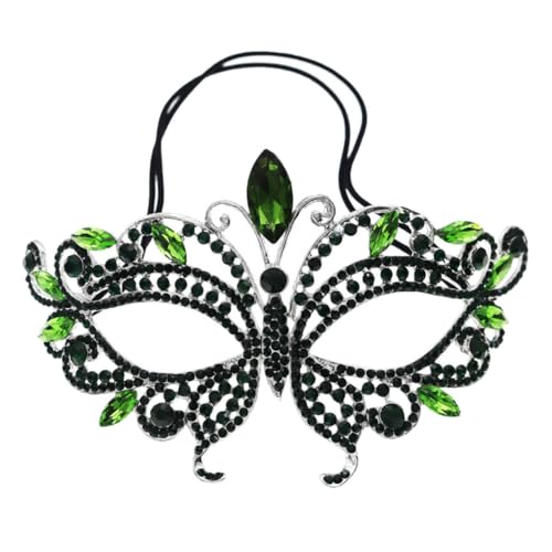 FRCOLOR Damen Halloween Masquerade Maske mit Strassbesatz Halbe Party Maske Verstellbarer Riemen Glamouröse Venezianische Kostüm für Fasching und Ballveranstaltungen von FRCOLOR