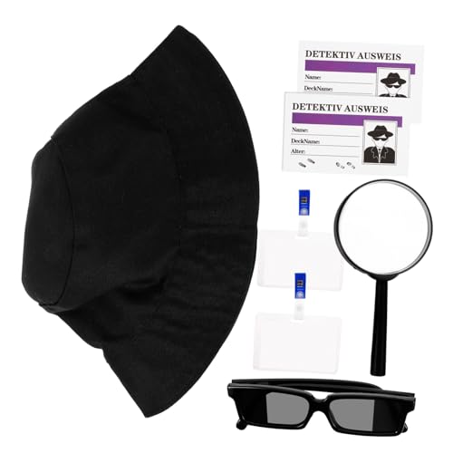 FRCOLOR Detektiv Partyspielzeug Teiliges mit Hut Brille und Lupe für Halloween und Rollenspiel Detektiv Cosplay Zubehör für Erwachsene für Mottoparty und Karneval von FRCOLOR