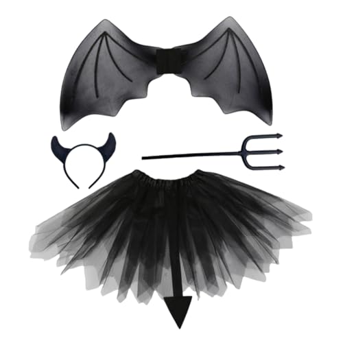 FRCOLOR Devil Kostüm Teilig Teufelsflügel Cosplay Zubehör Halloween Party Performance Geeignet Schwarz Leicht und von FRCOLOR